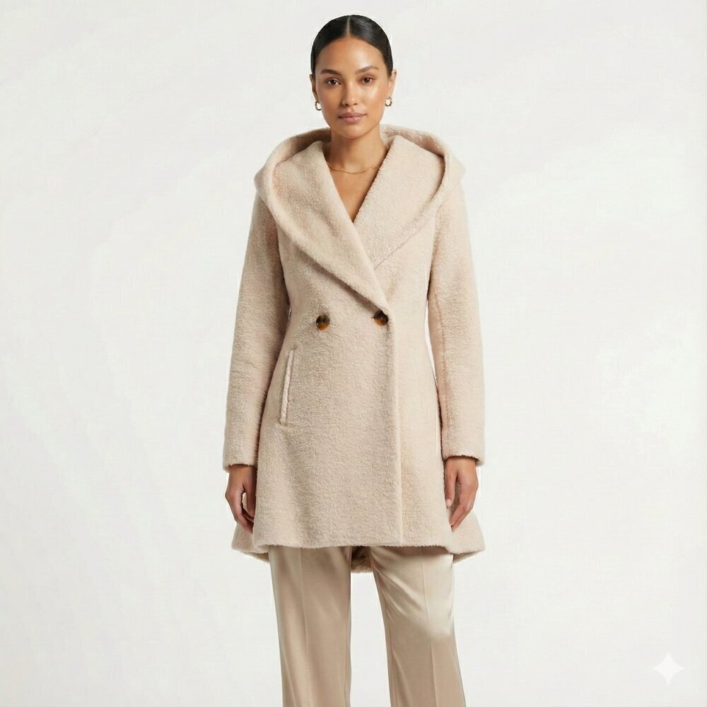 Trina Turk Wool Coat Alpaca Blend Quiet Luxury Neutral Size 4